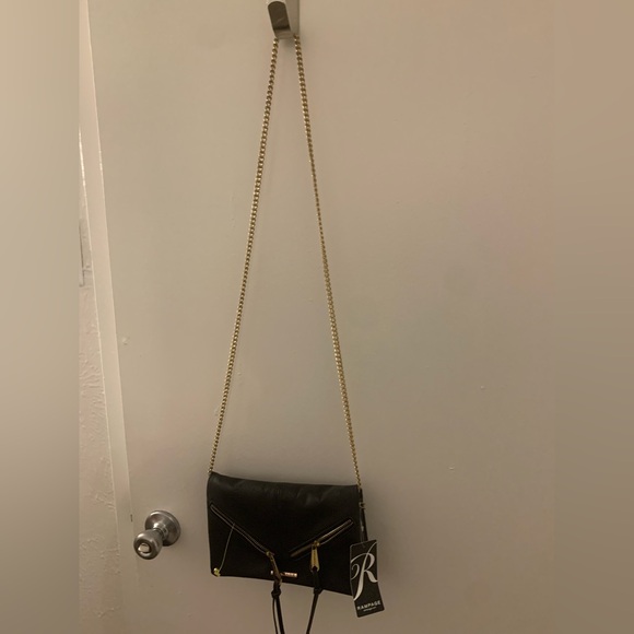 Brand New with tags Rampage Black Crossbody Bag with Gold Accents - Picture 5 of 10